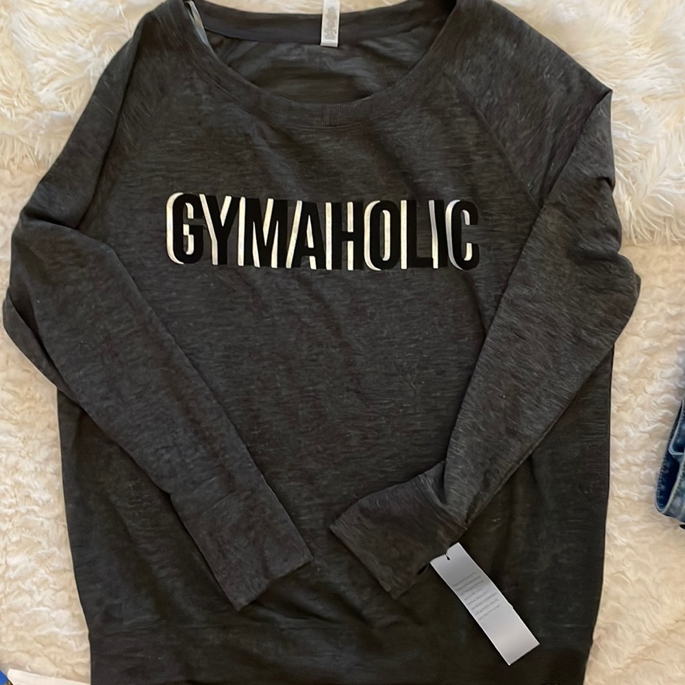 Ideaology gymaholic shirt new size xl gray gym cover up new with tags
